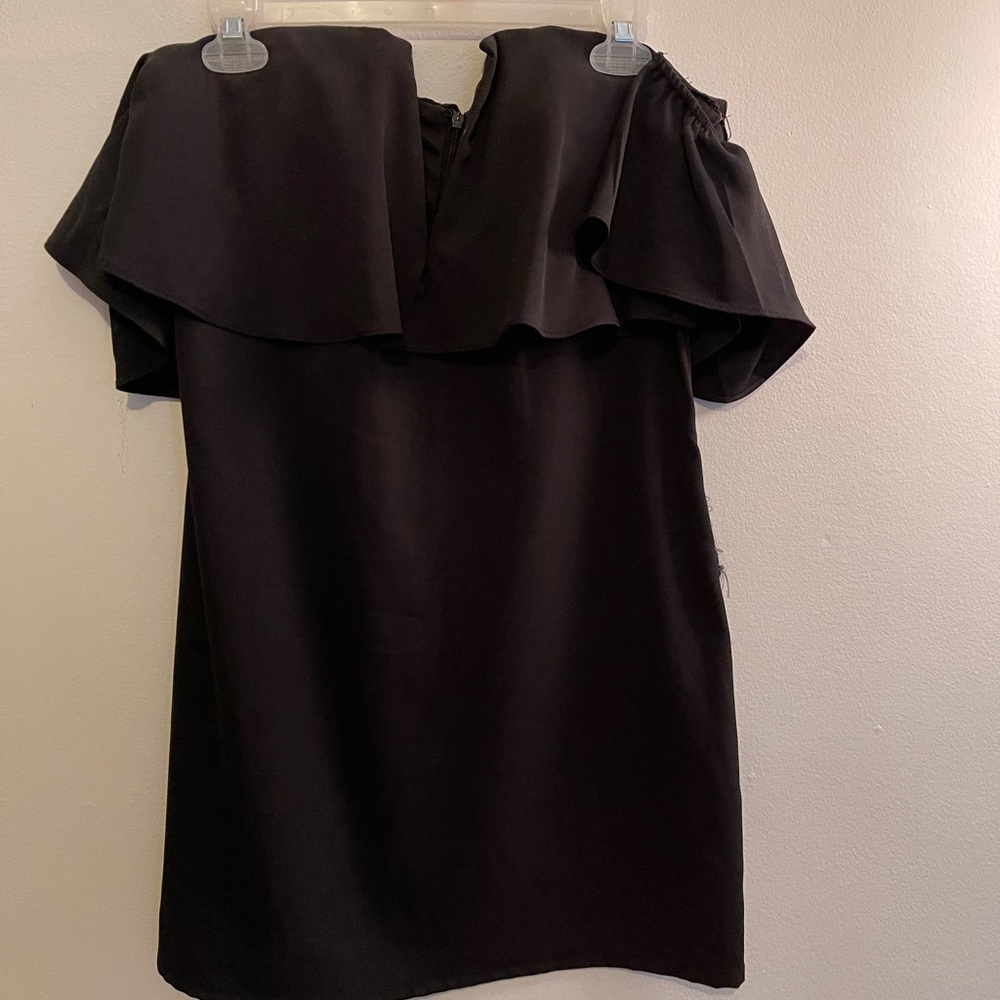 Black off the shoulder ruffle dress